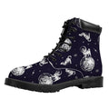 Astronaut Pug In Space Pattern Print Padded Collar Lace Up Boots