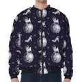 Astronaut Pug In Space Pattern Print Zip Sleeve Bomber Jacket