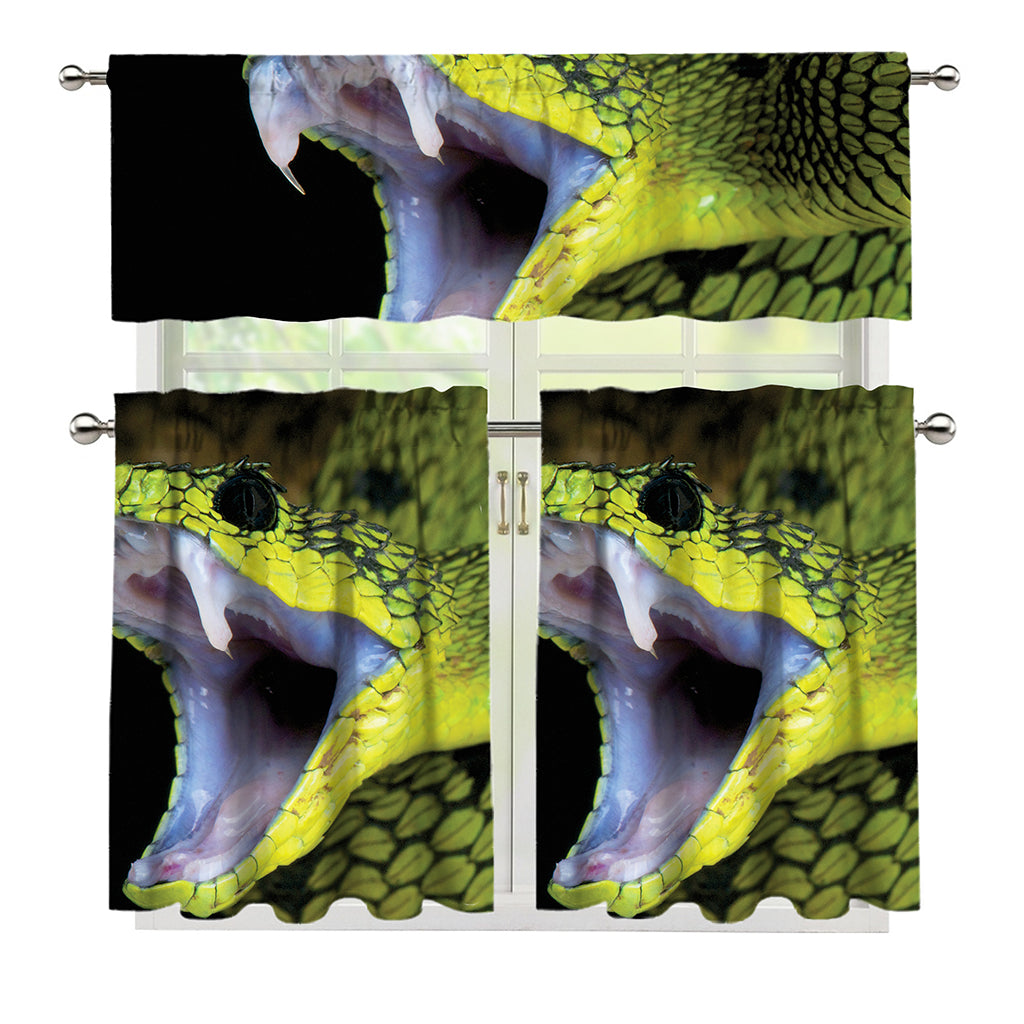 Atheris Nitschei Snake Print 3 Piece Kitchen Curtains