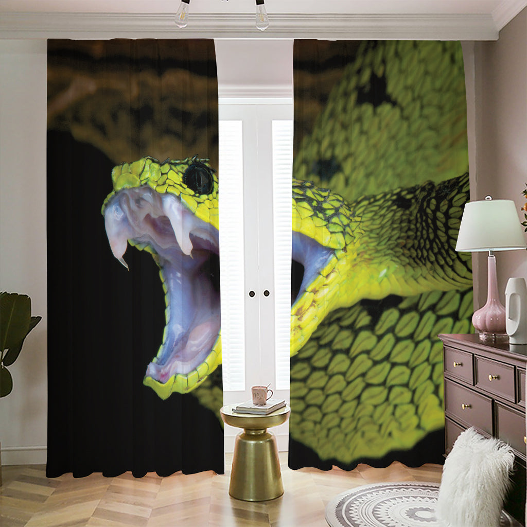 Atheris Nitschei Snake Print Blackout Pencil Pleat Curtains