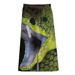 Atheris Nitschei Snake Print Cotton Front Slit Maxi Skirt