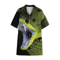 Atheris Nitschei Snake Print Cotton Hawaiian Shirt