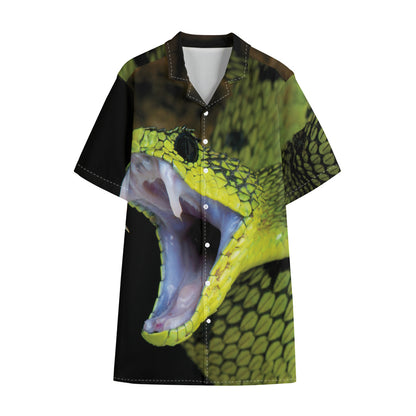 Atheris Nitschei Snake Print Cotton Hawaiian Shirt