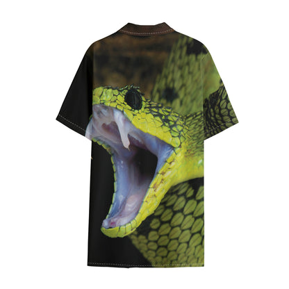 Atheris Nitschei Snake Print Cotton Hawaiian Shirt