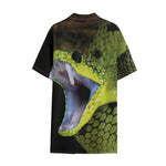 Atheris Nitschei Snake Print Cotton Hawaiian Shirt