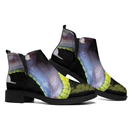 Atheris Nitschei Snake Print Flat Ankle Boots