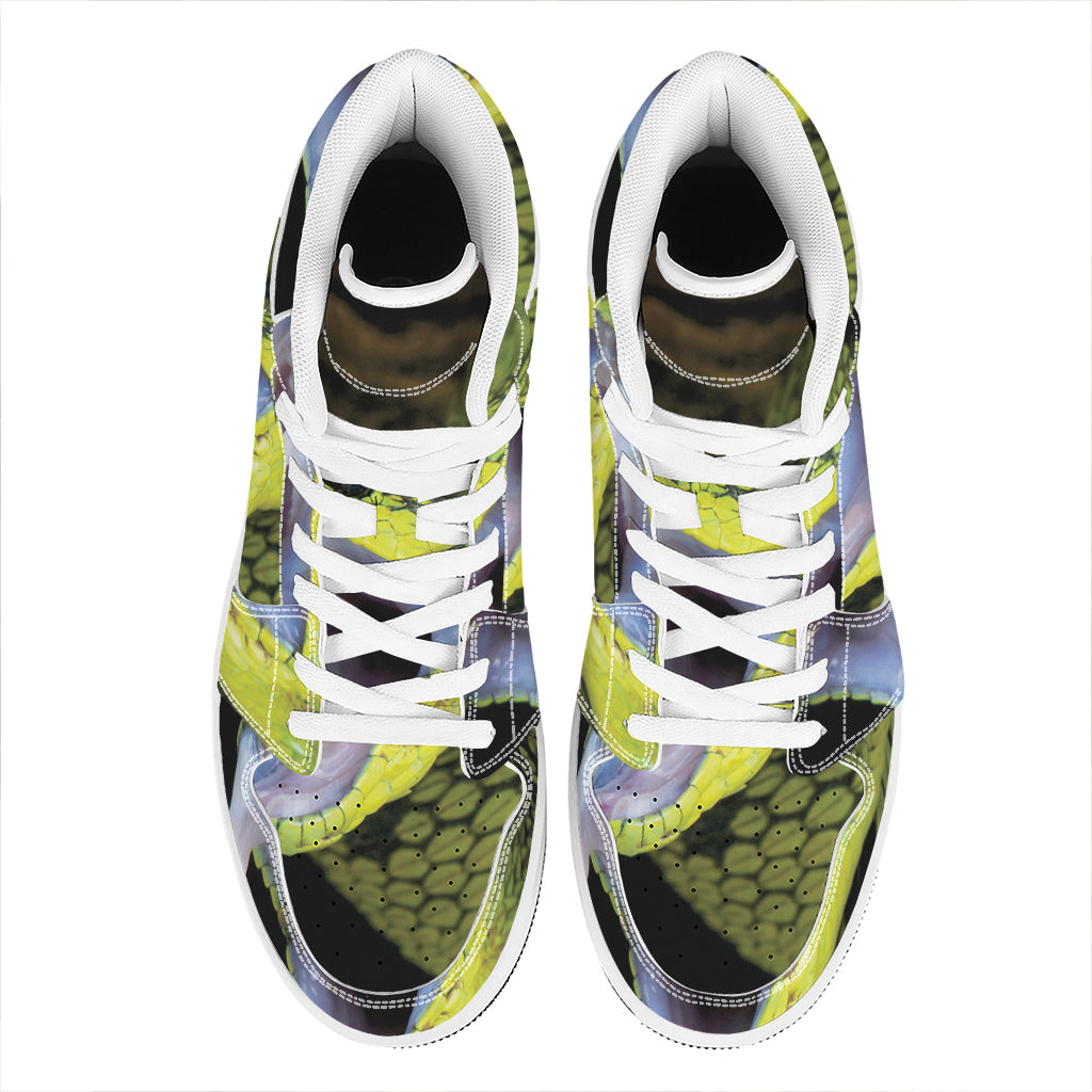 Atheris Nitschei Snake Print High Top Leather Sneakers