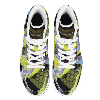 Atheris Nitschei Snake Print High Top Leather Sneakers