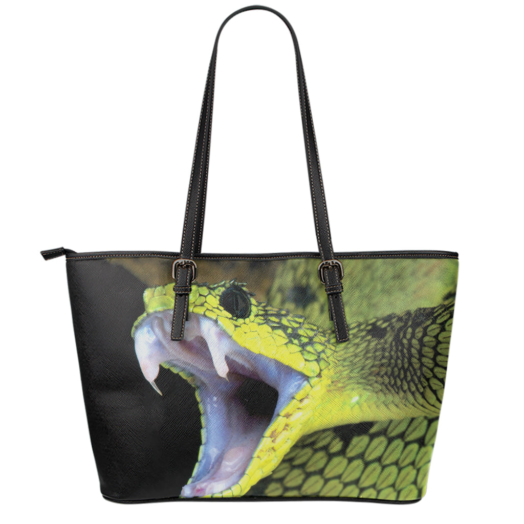 Atheris Nitschei Snake Print Leather Tote Bag
