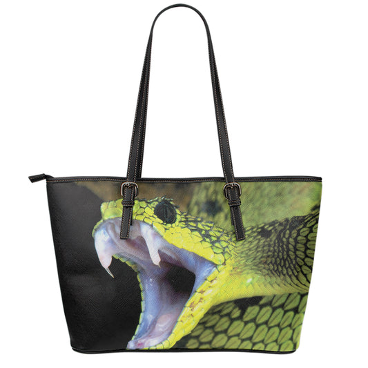 Atheris Nitschei Snake Print Leather Tote Bag