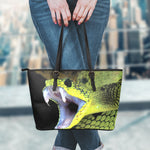 Atheris Nitschei Snake Print Leather Tote Bag