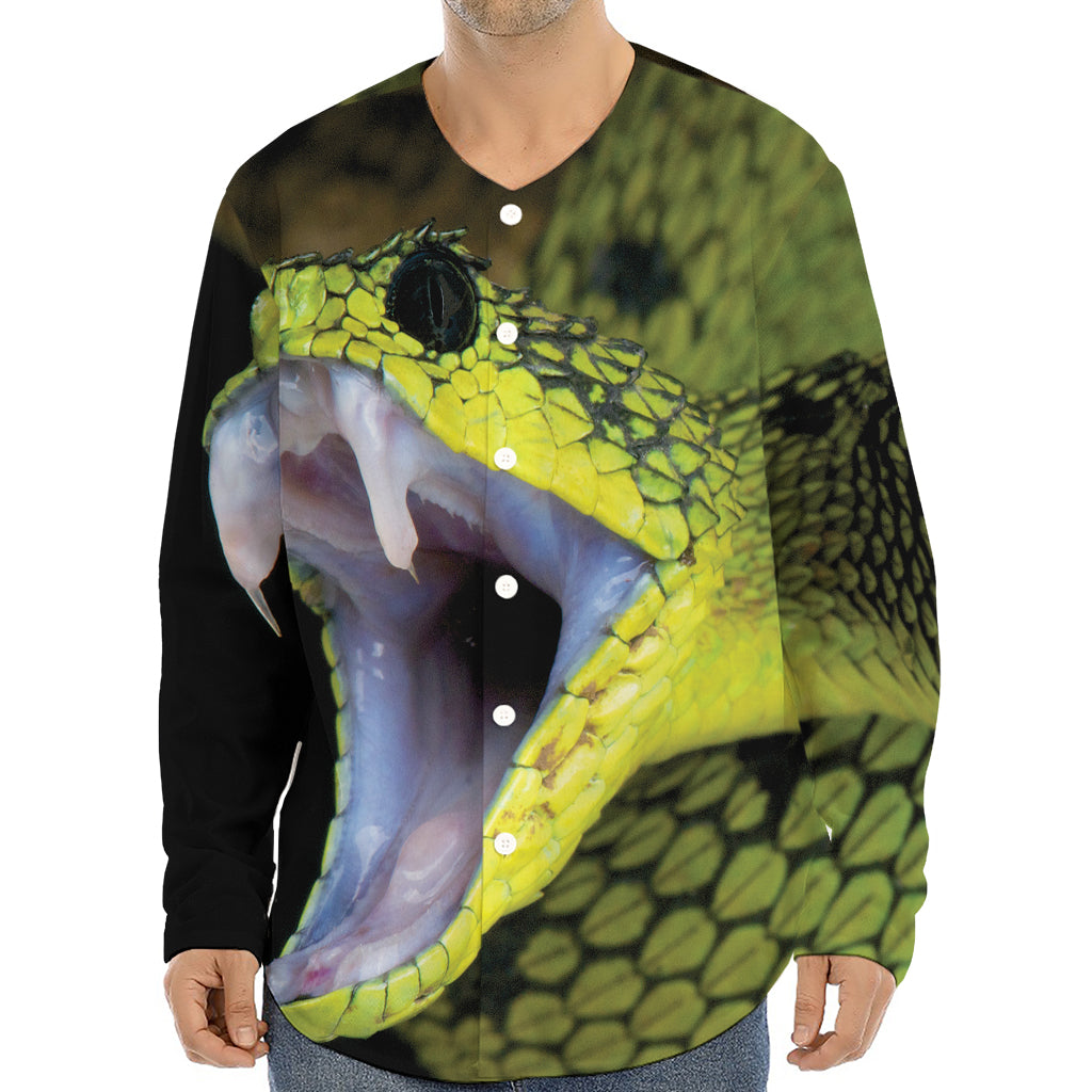 Atheris Nitschei Snake Print Long Sleeve Baseball Jersey