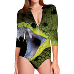 Atheris Nitschei Snake Print Long Sleeve Swimsuit