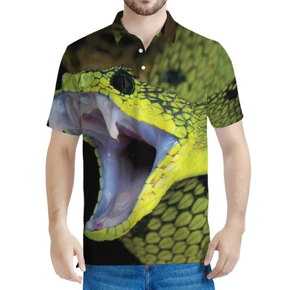 Atheris Nitschei Snake Print Men's Polo Shirt