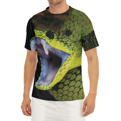 Atheris Nitschei Snake Print Men's Short Sleeve Rash Guard