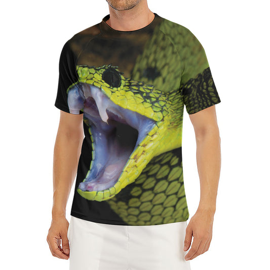 Atheris Nitschei Snake Print Men's Short Sleeve Rash Guard