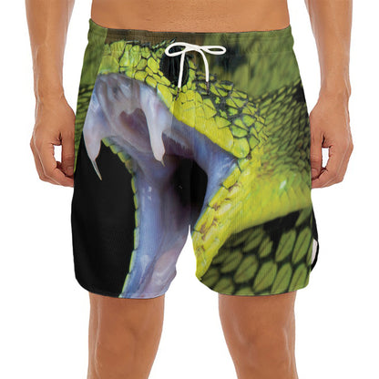 Atheris Nitschei Snake Print Men's Split Running Shorts