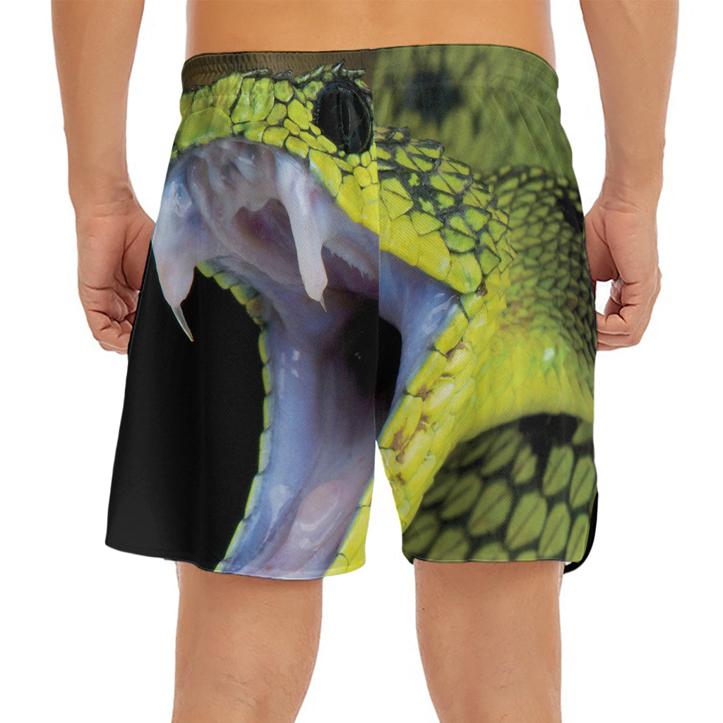 Atheris Nitschei Snake Print Men's Split Running Shorts
