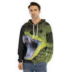 Atheris Nitschei Snake Print Men's Velvet Pullover Hoodie