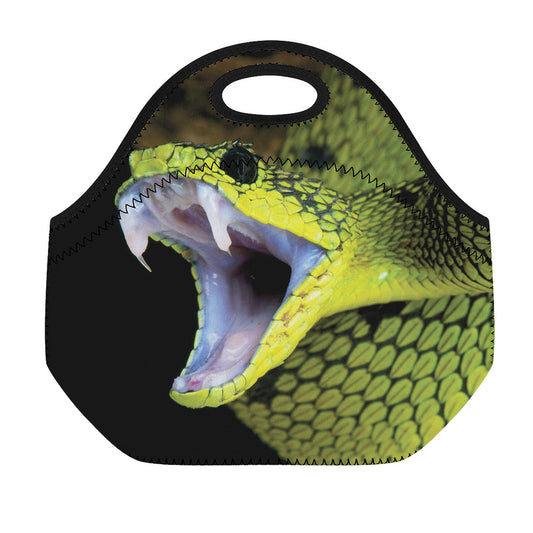 Atheris Nitschei Snake Print Neoprene Lunch Bag