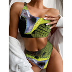 Atheris Nitschei Snake Print One Shoulder Bikini Top