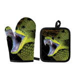 Atheris Nitschei Snake Print Oven Mitt And Pot Holder Set