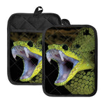 Atheris Nitschei Snake Print Pot Holders With Pocket