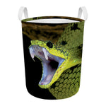 Atheris Nitschei Snake Print Round Laundry Basket