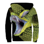 Atheris Nitschei Snake Print Sherpa Lined Zip Up Hoodie