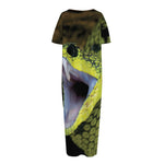 Atheris Nitschei Snake Print Short Sleeve Long Nightdress