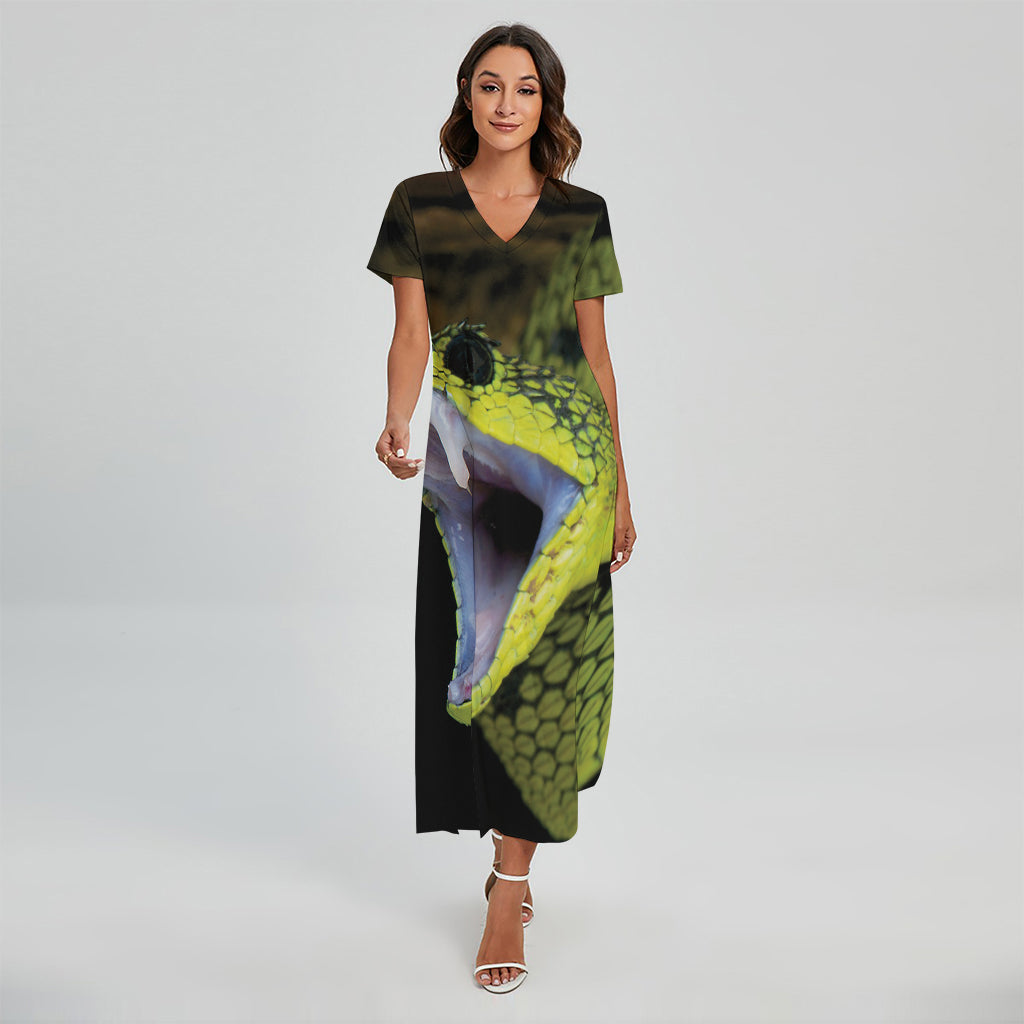 Atheris Nitschei Snake Print Short Sleeve Maxi Dress