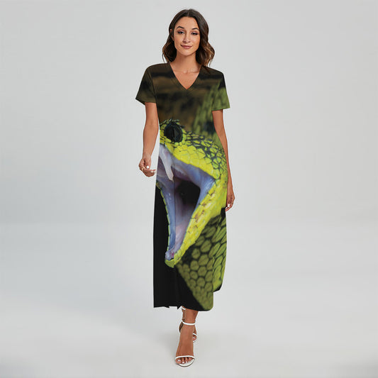 Atheris Nitschei Snake Print Short Sleeve Maxi Dress