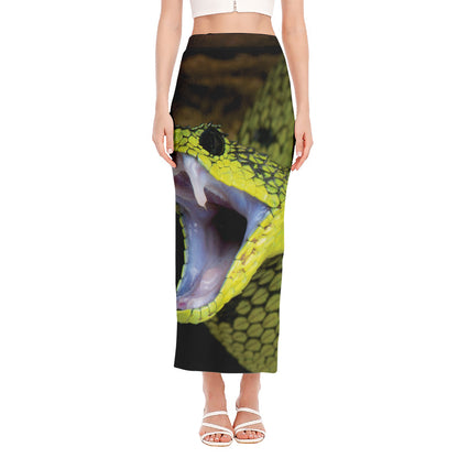 Atheris Nitschei Snake Print Side Slit Maxi Skirt