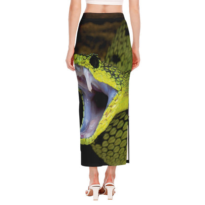 Atheris Nitschei Snake Print Side Slit Maxi Skirt