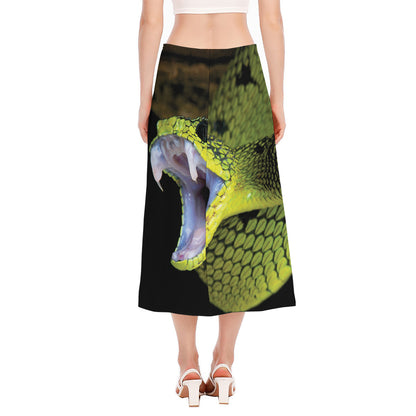 Atheris Nitschei Snake Print Side Slit Midi Skirt