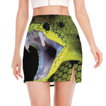 Atheris Nitschei Snake Print Side Slit Mini Skirt