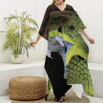 Atheris Nitschei Snake Print Silk V-Neck Kaftan Dress