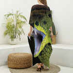 Atheris Nitschei Snake Print Silk V-Neck Kaftan Dress