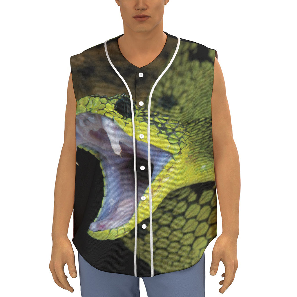Atheris Nitschei Snake Print Sleeveless Baseball Jersey