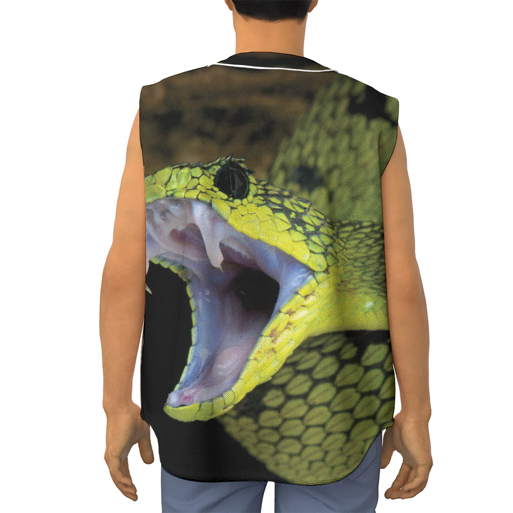 Atheris Nitschei Snake Print Sleeveless Baseball Jersey
