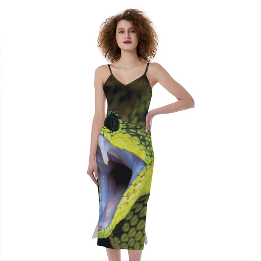 Atheris Nitschei Snake Print Slim Fit Midi Cami Dress