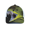 Atheris Nitschei Snake Print White Mesh Trucker Hat