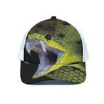 Atheris Nitschei Snake Print White Mesh Trucker Cap