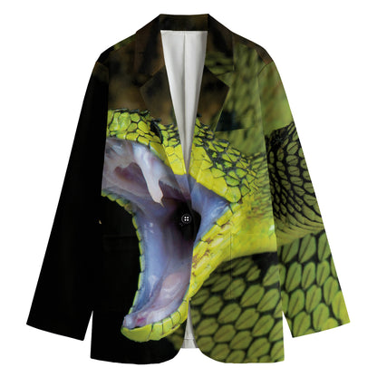 Atheris Nitschei Snake Print Women's Cotton Blazer