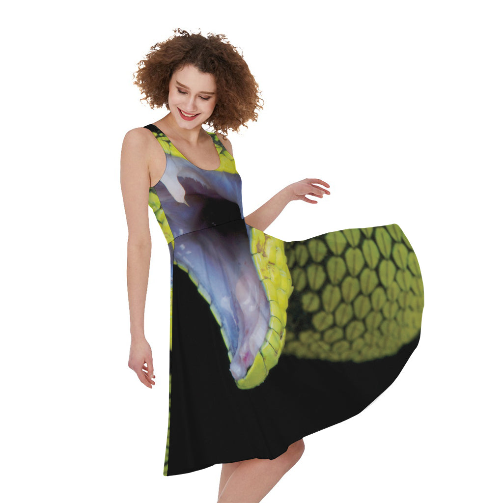 Atheris Nitschei Snake Print Women's Sleeveless Dress