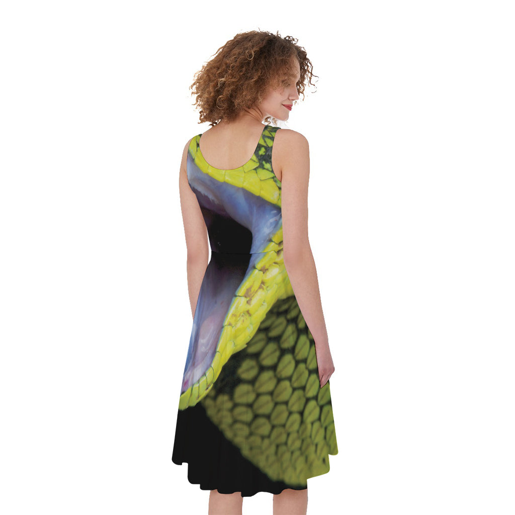Atheris Nitschei Snake Print Women's Sleeveless Dress