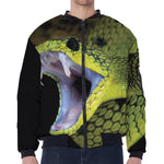 Atheris Nitschei Snake Print Zip Sleeve Bomber Jacket