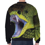 Atheris Nitschei Snake Print Zip Sleeve Bomber Jacket