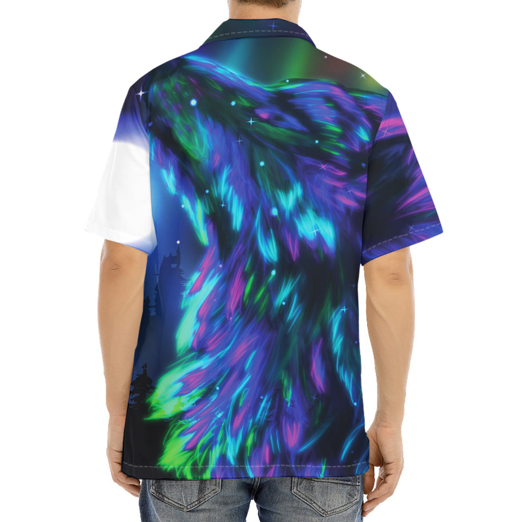 Aurora Howling Wolf Spirit Print Aloha Shirt