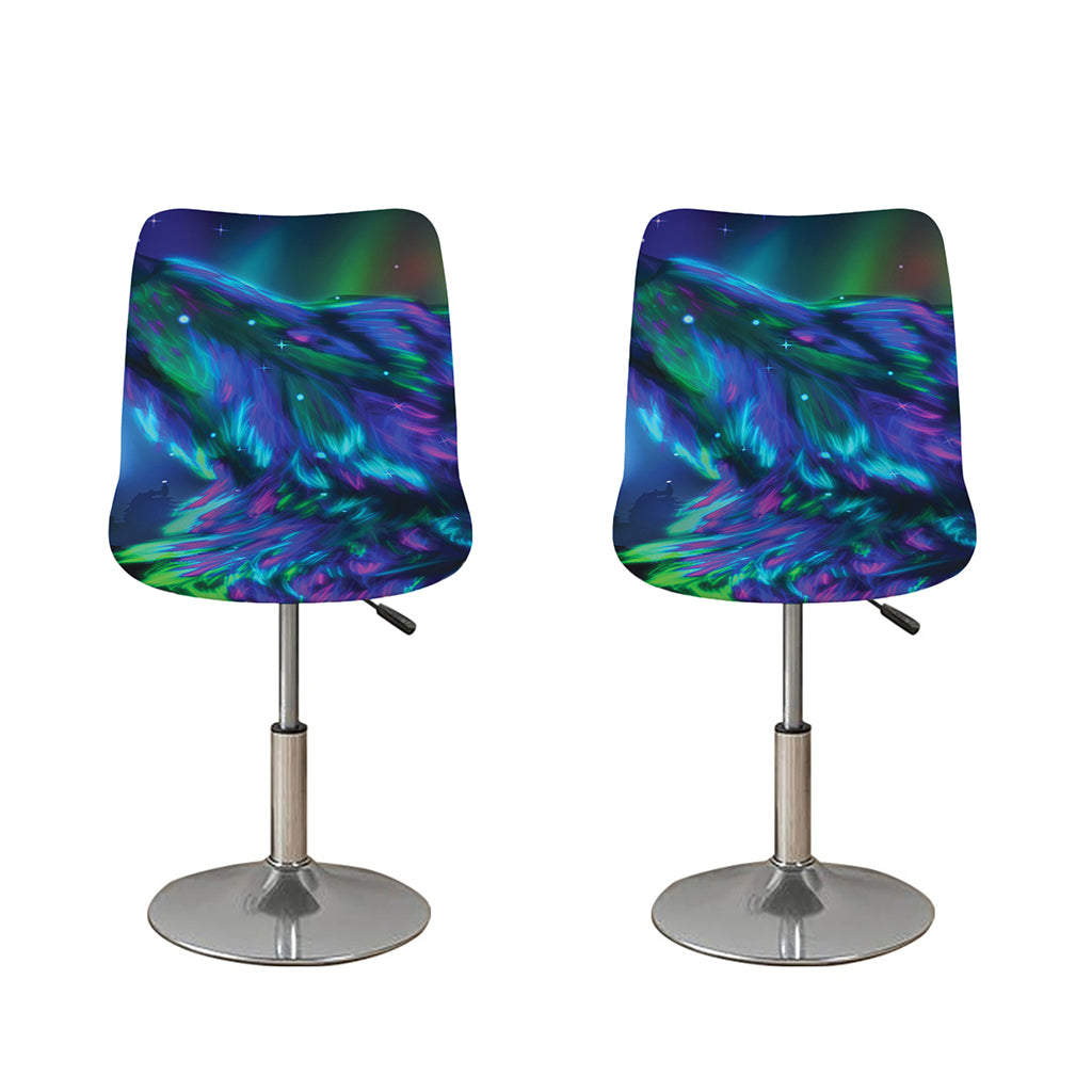 Aurora Howling Wolf Spirit Print Bar Stool Covers